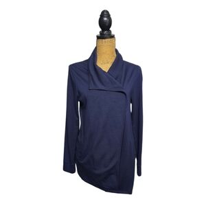 Kensie Long Sleeve Snap-Button Cardigan Sweater Jacket Wrap Sz Medium Navy Blue